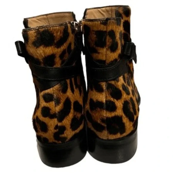 NEW Talbots sz 7 Womens Tish Animal Print Real Calf Hair Zip Up Ankle Boots Chic - Picture 6 of 9